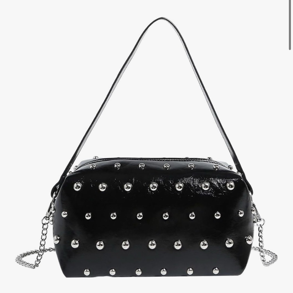 Black Studded Shoulder Bag